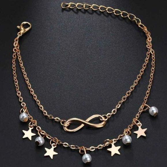 💫BoHo Faux Pearl Layered Infinity ♾ Anklet💫 - Picture 2 of 4